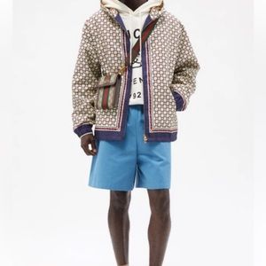 Gucci Nylon Jacket Mens Beige Geometric G